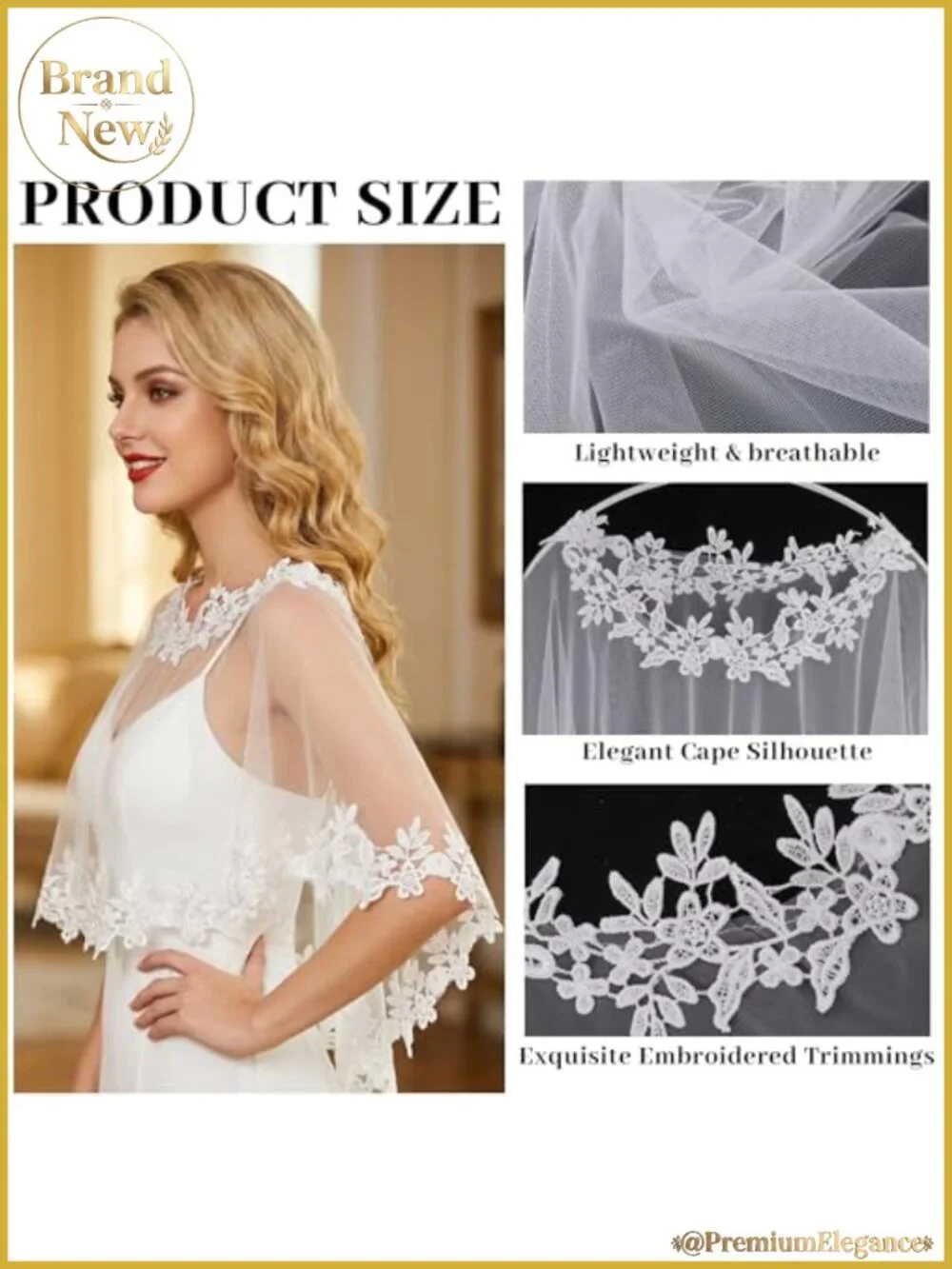 Lace Shawl Wrap Women Evening Dress Wedding Bridal Cape Sheer Tulle